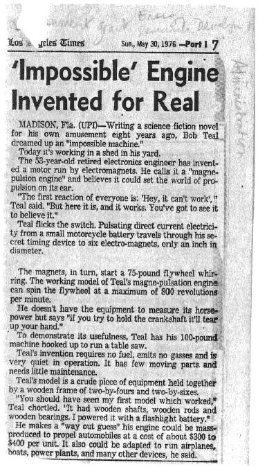 LA Times article: Impossible Engine Invented for Real