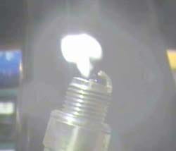 Tap water mist exploding at the plasma ignition gap