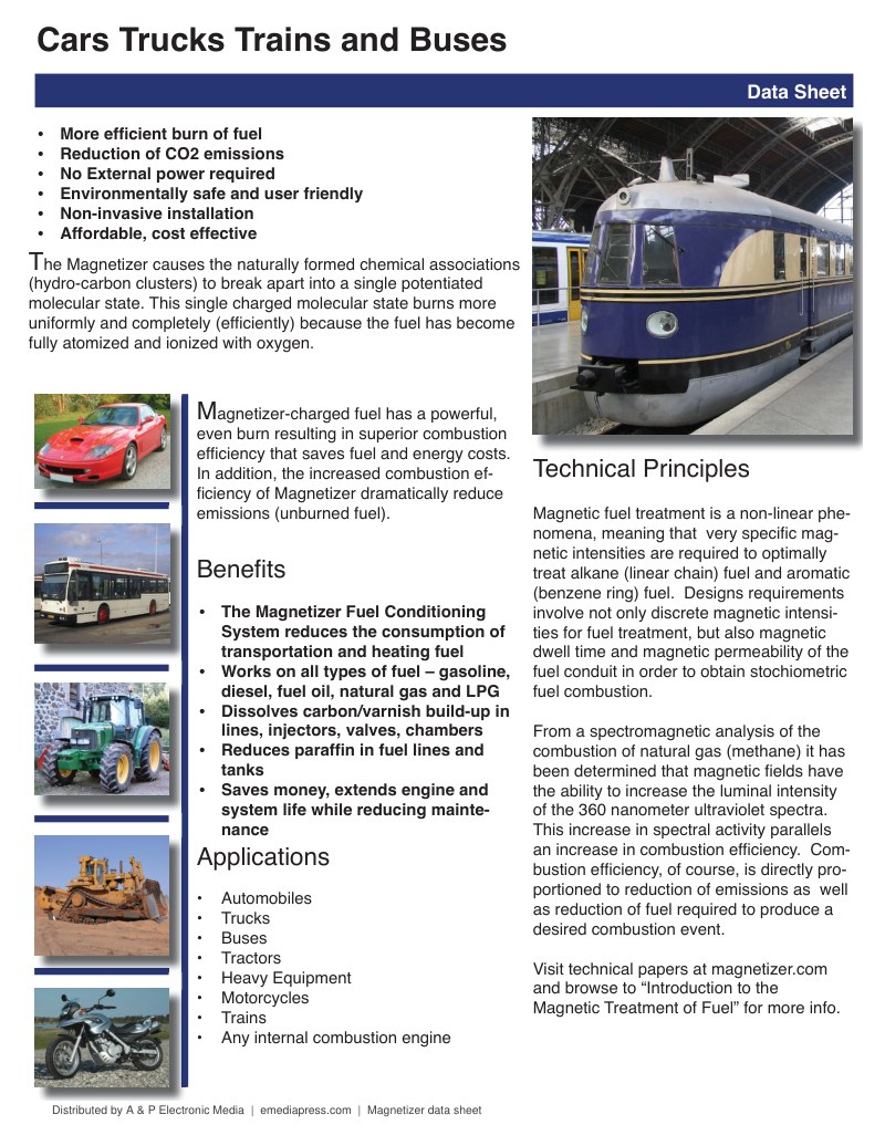 Cars, Trucks, Trains & Buses data sheet