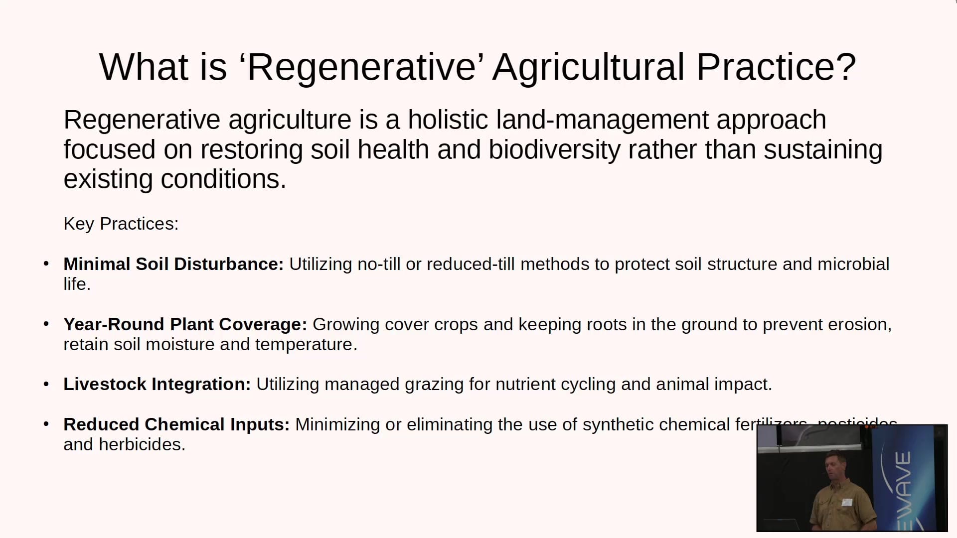 What is Regenerative Agricultural Practice slide: the definition and key practices