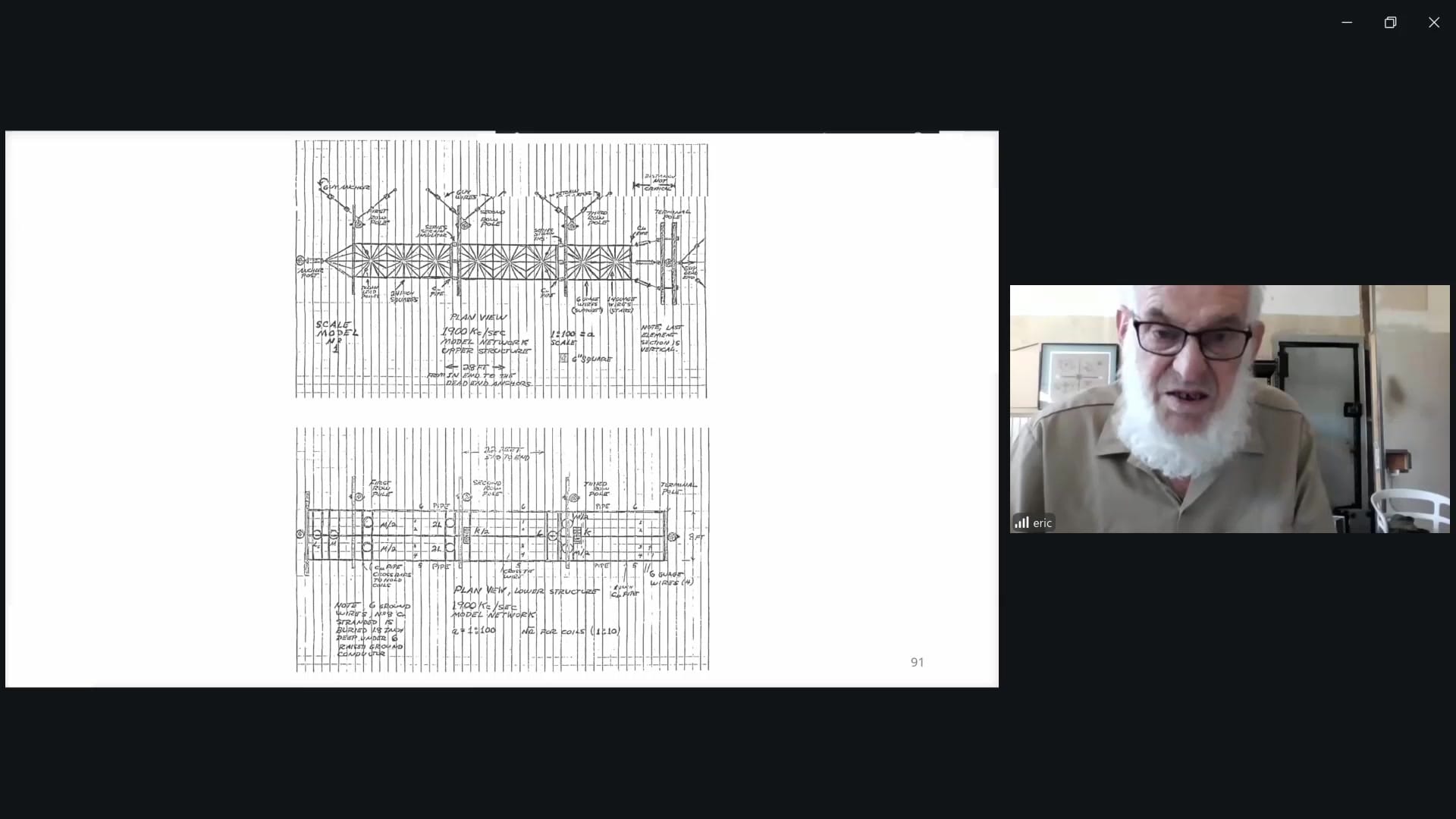 Hand-drawn plan views of the scale-model network, upper and lower structure