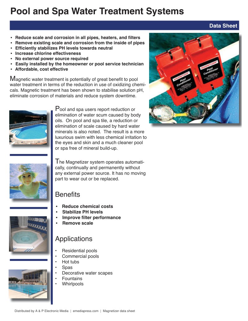 Pool & Spa Water Treatment data sheet